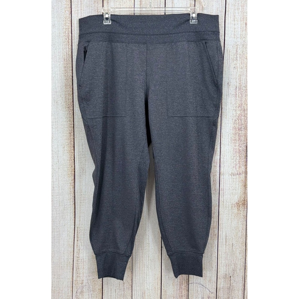 Athleta Venice‎ Jogger Pants 2X Gray Nylon Blend Stretch Athletic Cuffed Pockets